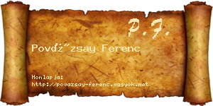 Povázsay Ferenc névjegykártya